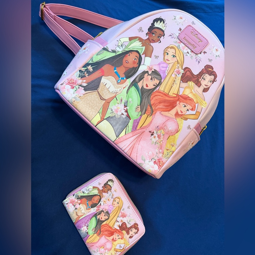 Loungefly Disney Princess Pink Backpack and Wallet